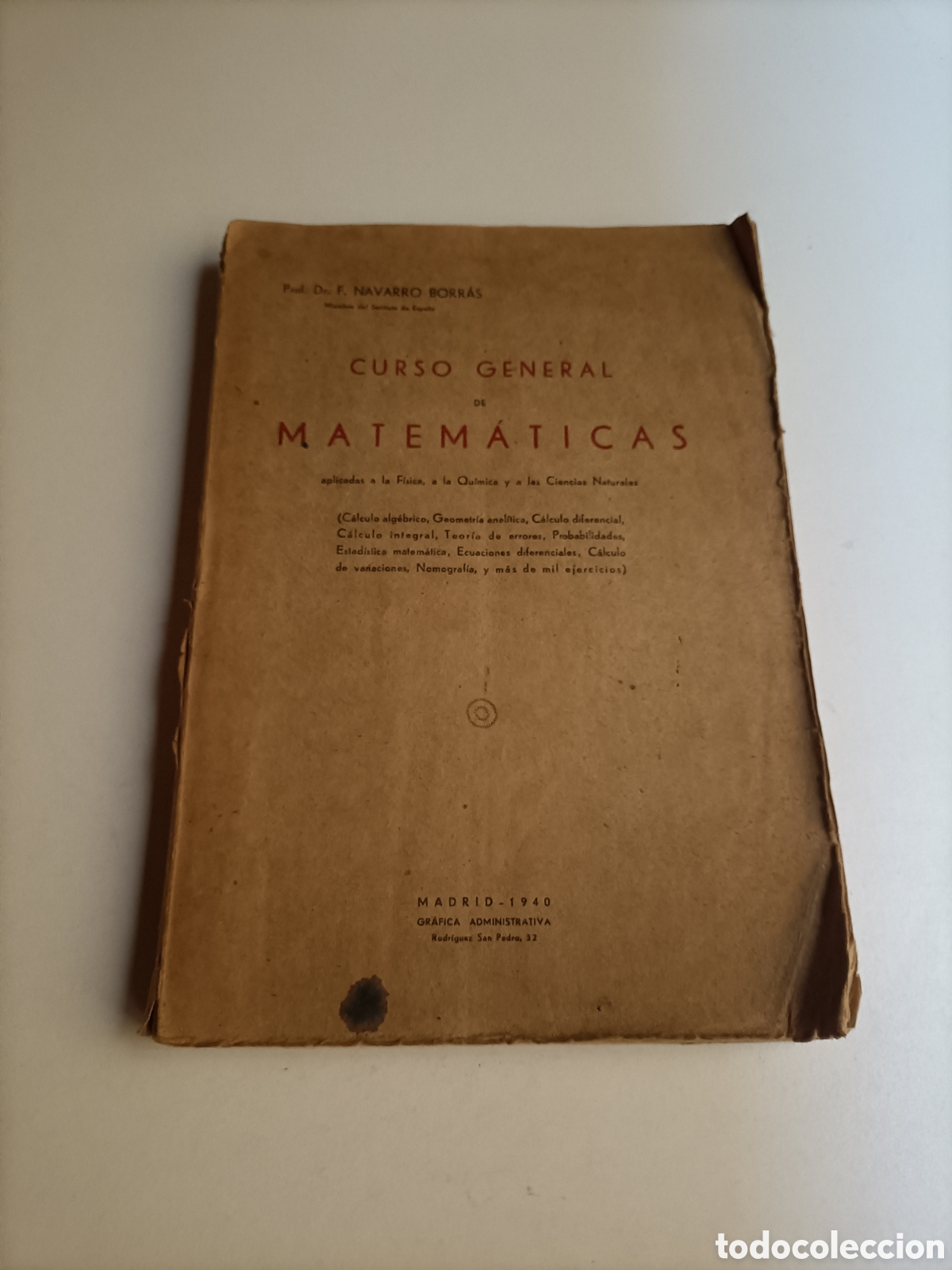 Libros de segunda mano de ciencias: BI. Curso general de matem&aacute;ticas. Navarro Borr&aacute;s 1940 - Foto 2
