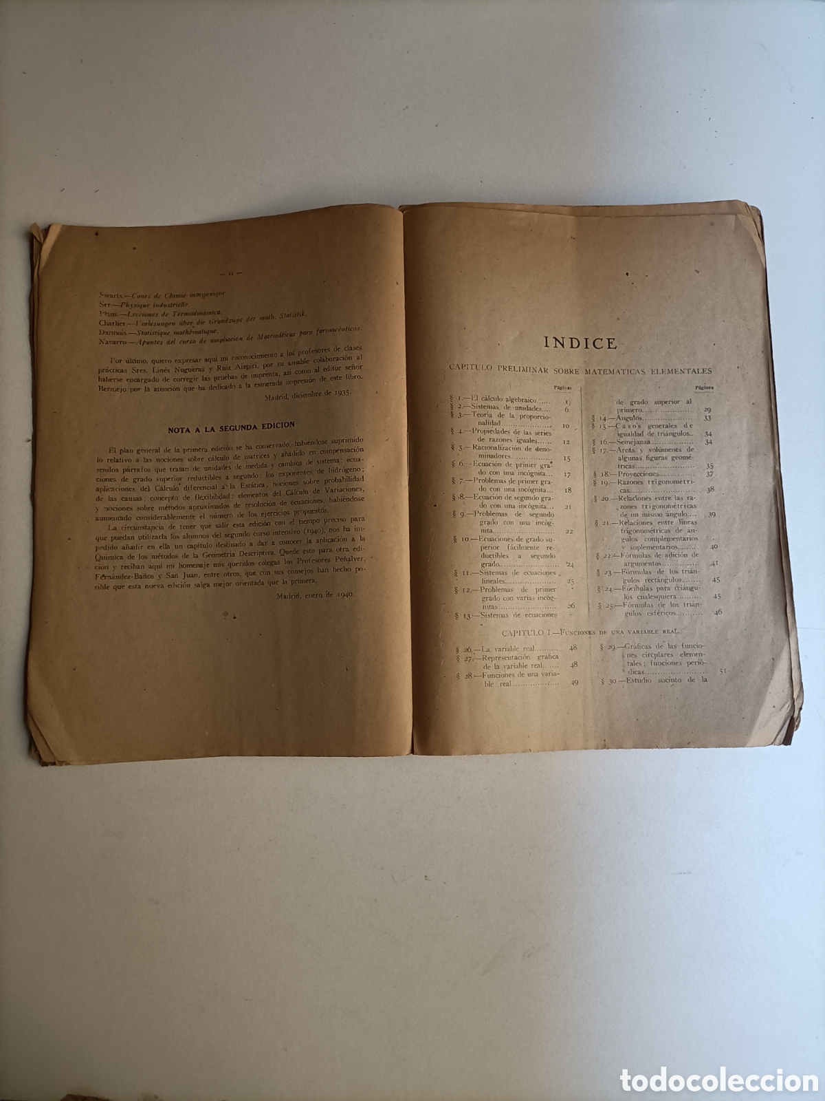 Libros de segunda mano de ciencias: BI. Curso general de matem&aacute;ticas. Navarro Borr&aacute;s 1940 - Foto 10