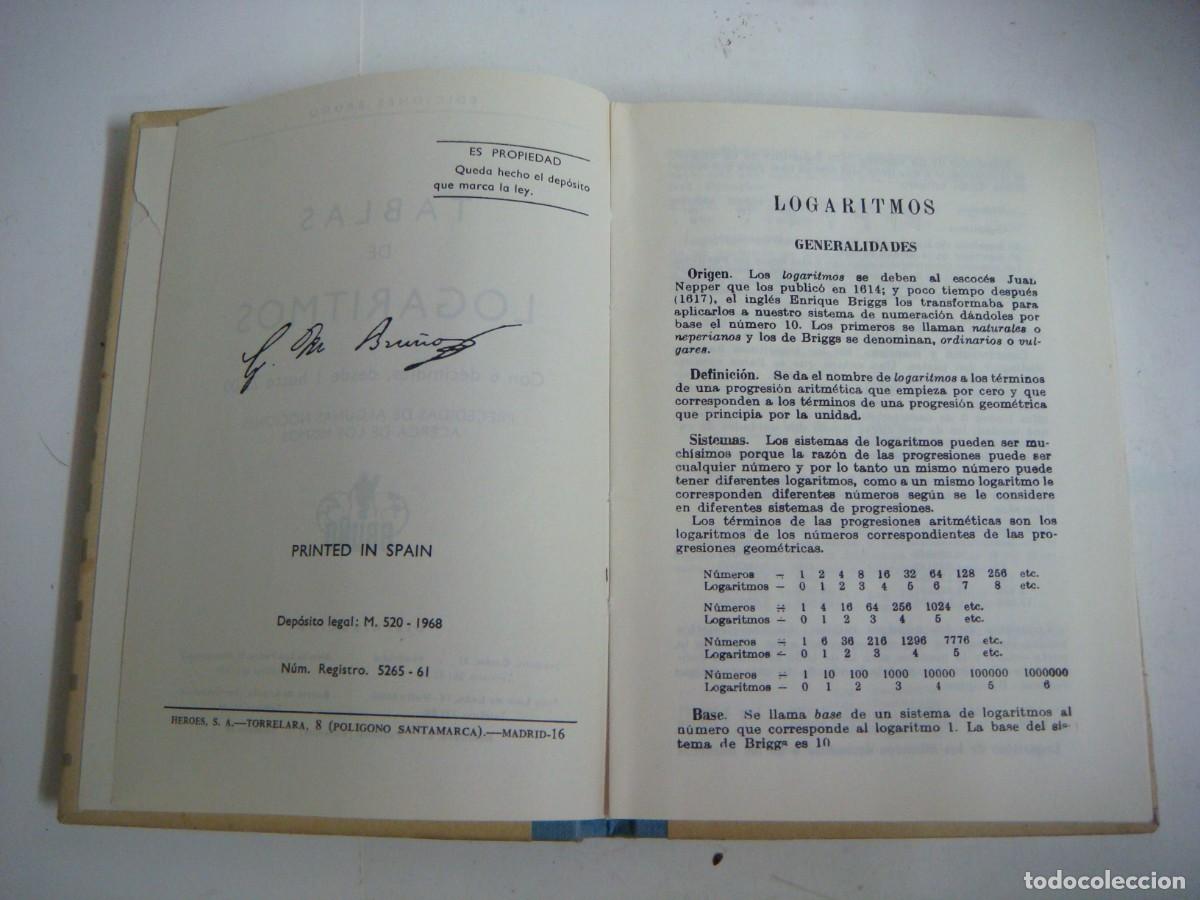 Libros de segunda mano de ciencias: LIBRO TABLAS DE LOGARITMOS Y TRIGONOMETRICAS DE BRU&Ntilde;O A&Ntilde;O 1968-(&) - Foto 3
