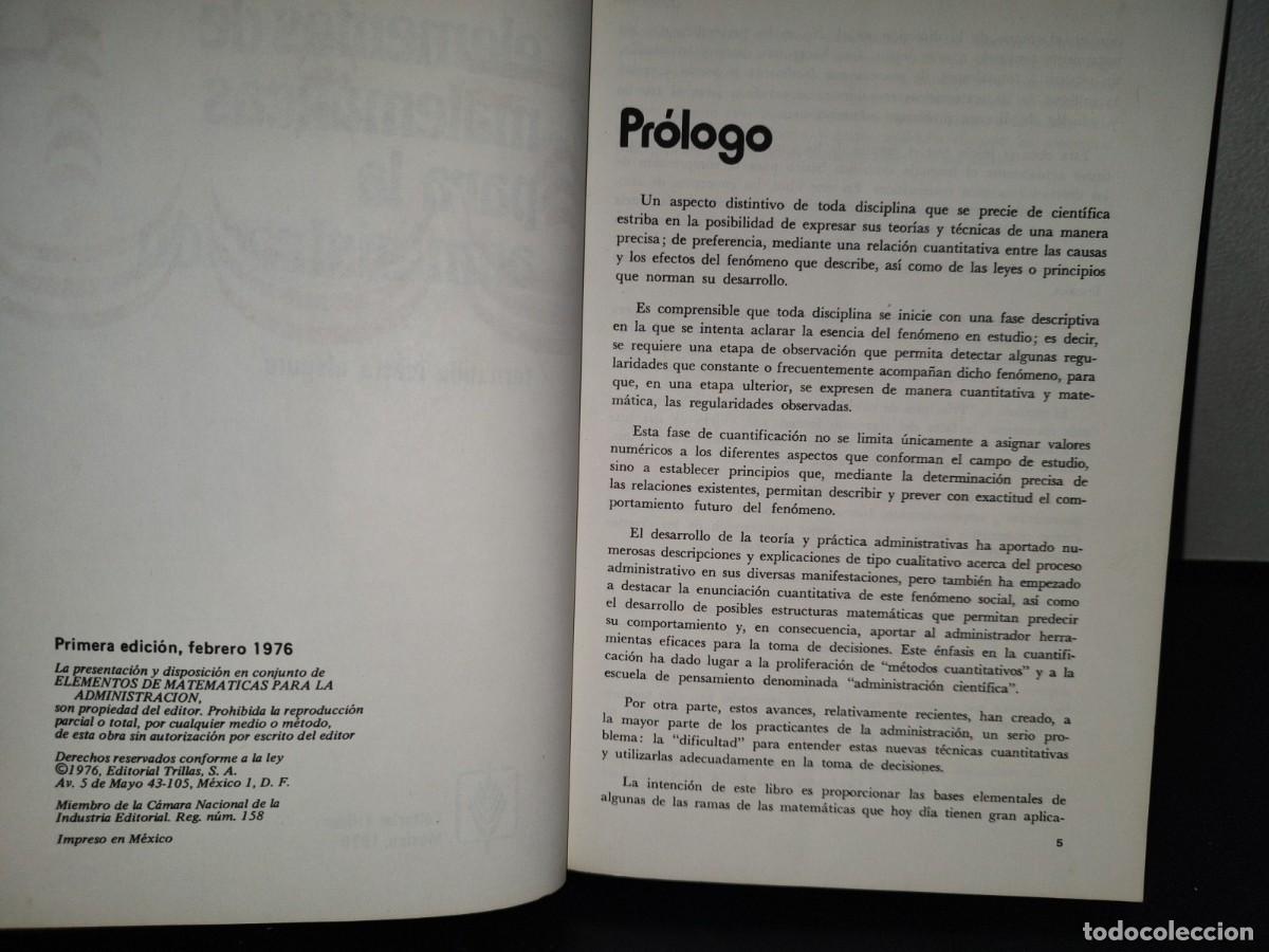Libros de segunda mano de ciencias: 157- ELEMENTOS DE MATEM&Aacute;TICAS PARA LA ADMINISTRACI&Oacute;N - FERNANDO IBARRA AISPURO - Foto 5