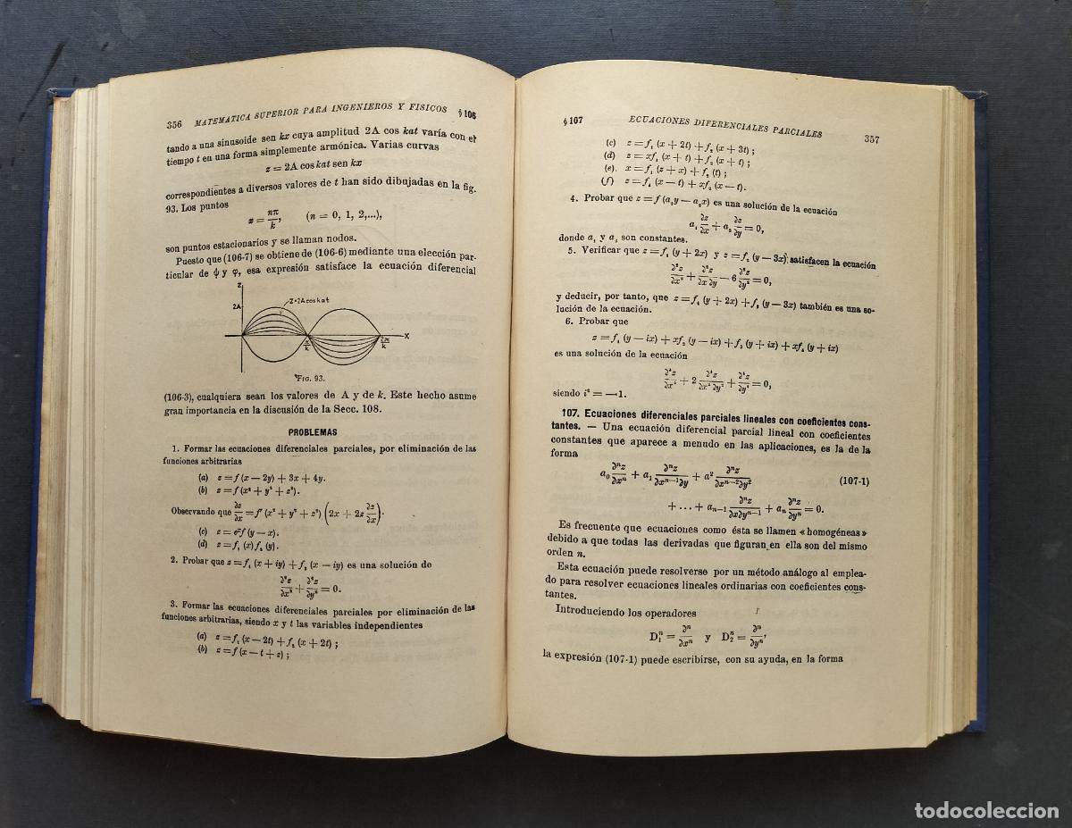 Libros de segunda mano de ciencias: MATEMATICA SUPERIOR PARA INGENIEROS Y F&Iacute;SICOS 1949. - Foto 5