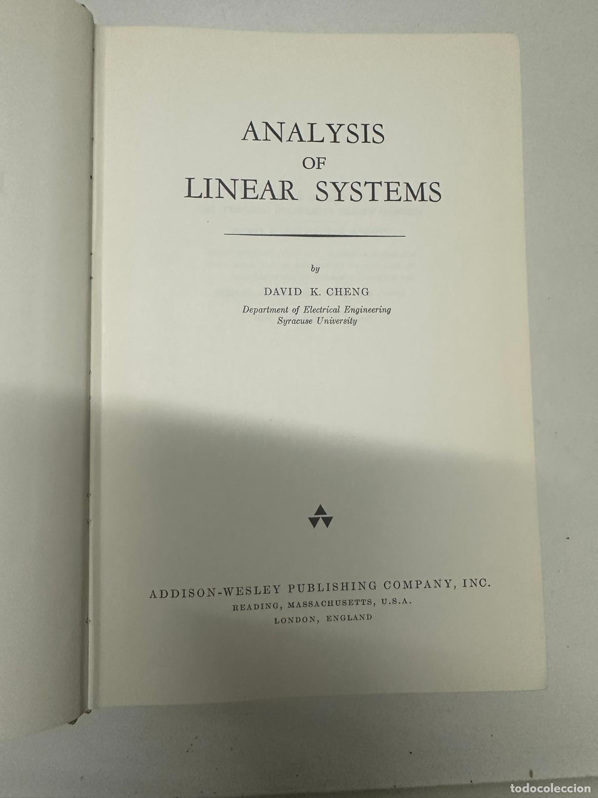 Libros de segunda mano de ciencias: analysis of linear systems cheng, d k - Foto 2