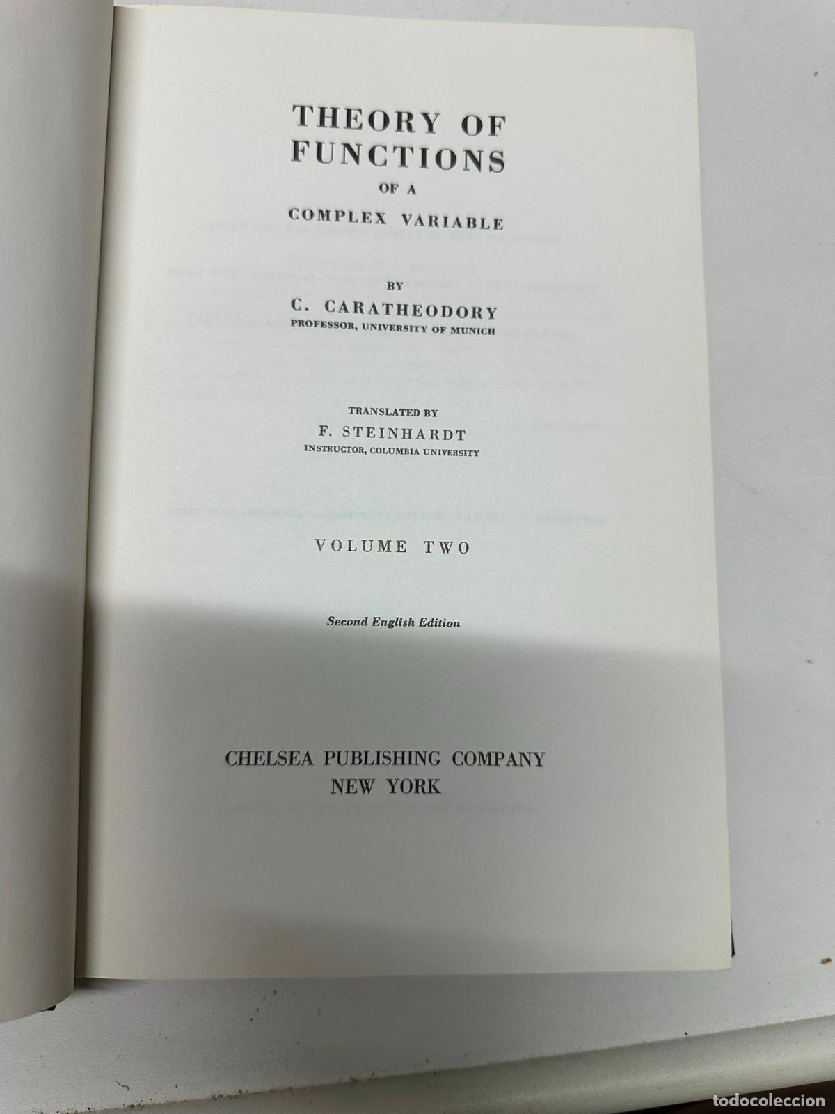 Libros de segunda mano de ciencias: Theory of functions of a complex variable. C. Caratheodory - Foto 1