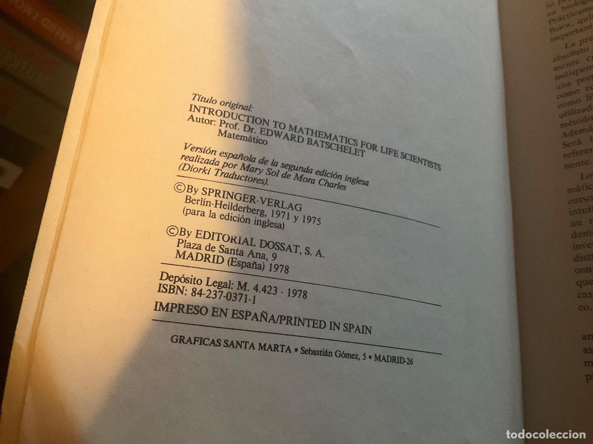 Libros de segunda mano de ciencias: MATEMATICAS BASICAS PARA BIOCIENTIFICOS BATSCHELET EDITORIAL DOSSAT SA - - Foto 4