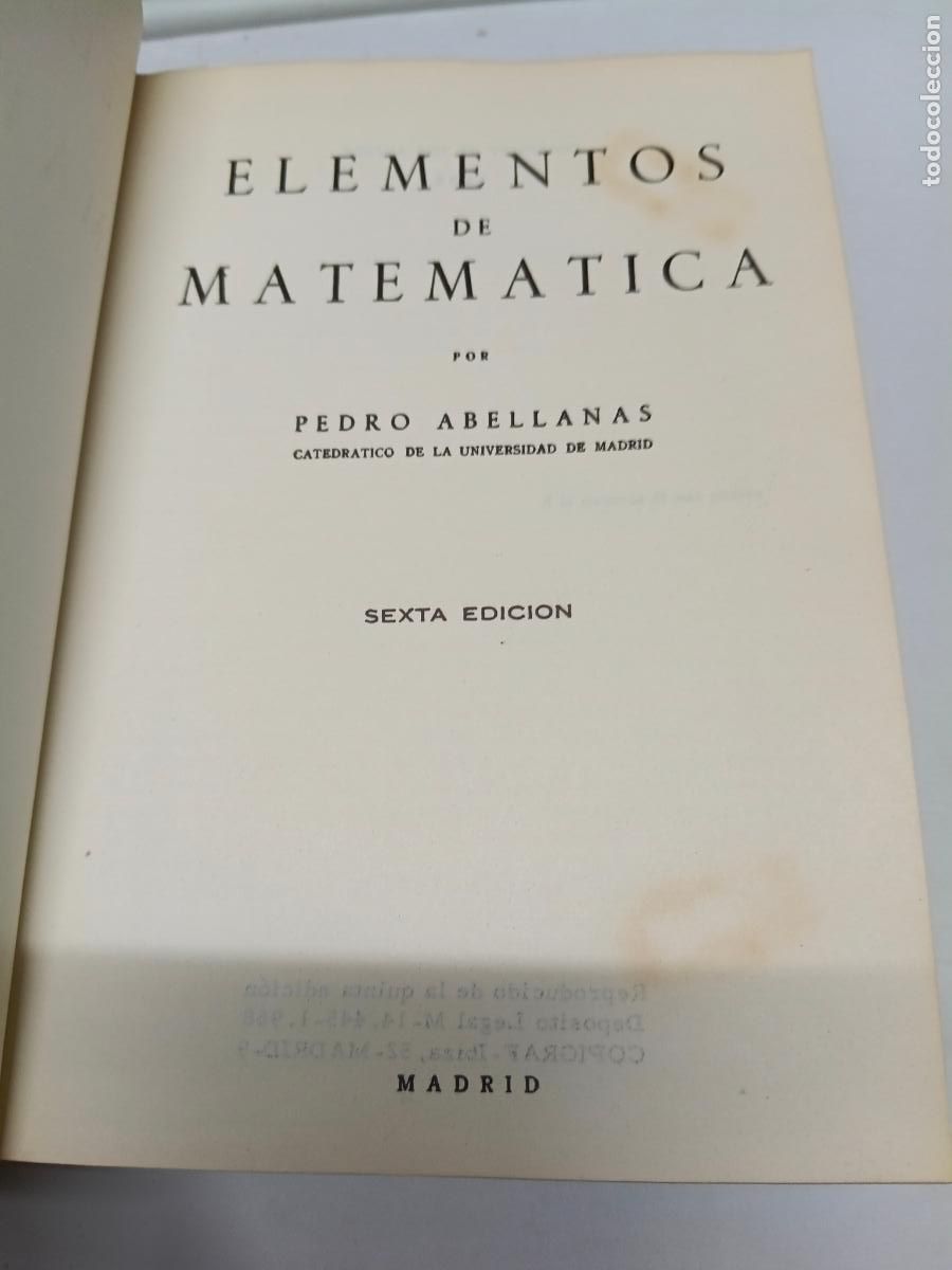 Libros de segunda mano de ciencias: ELEMENTOS DE MATEMATICAS PEDRO ABELLANAS - Foto 4