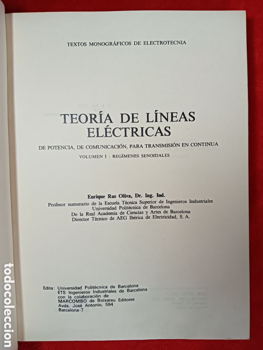 Libros de segunda mano de ciencias: TEOR&Iacute;A DE L&Iacute;NEAS EL&Eacute;CTRICAS, ENRIQUE RAS - Foto 4