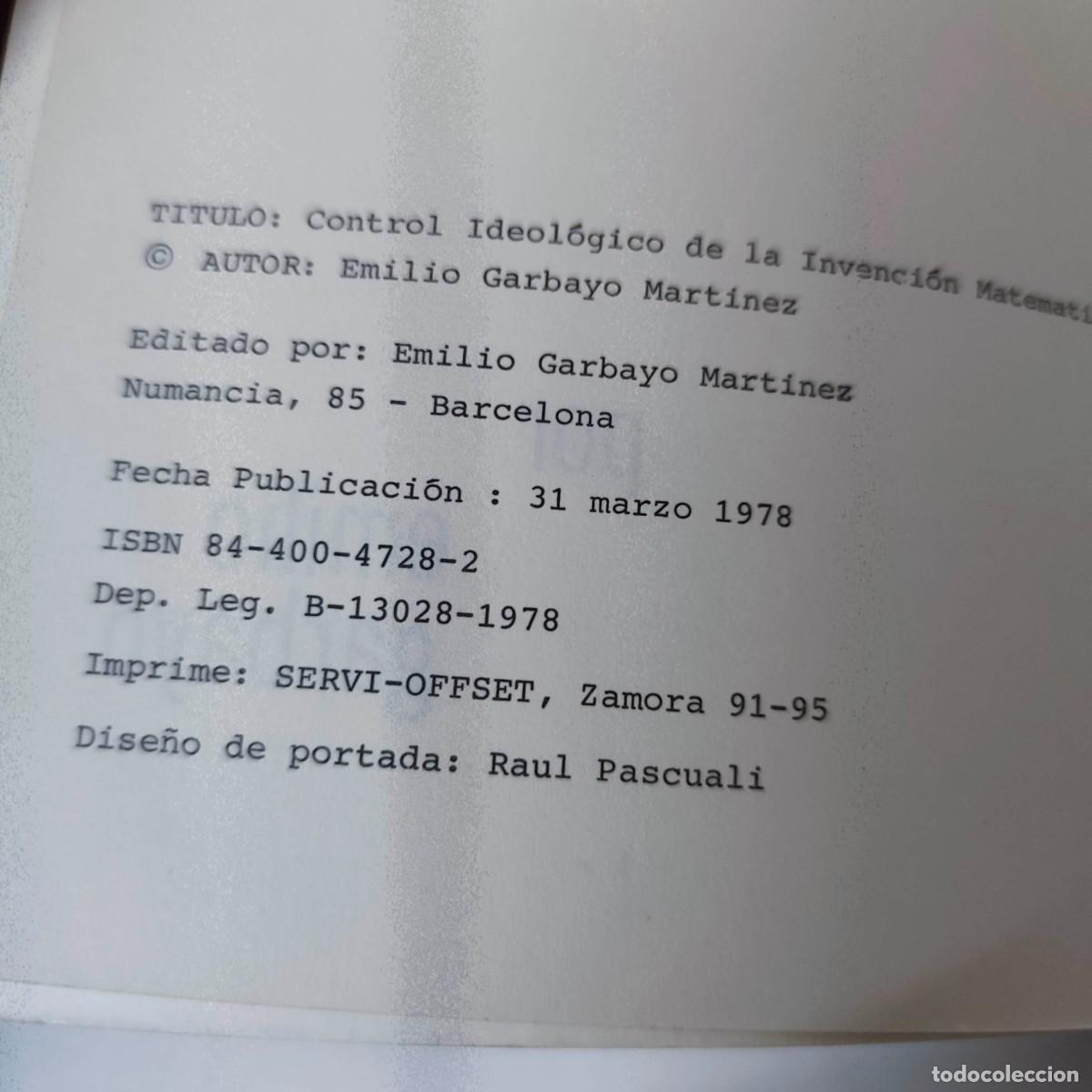 Libros de segunda mano de ciencias: control ideologico de la invencion matematica emilio garbayo - Foto 4