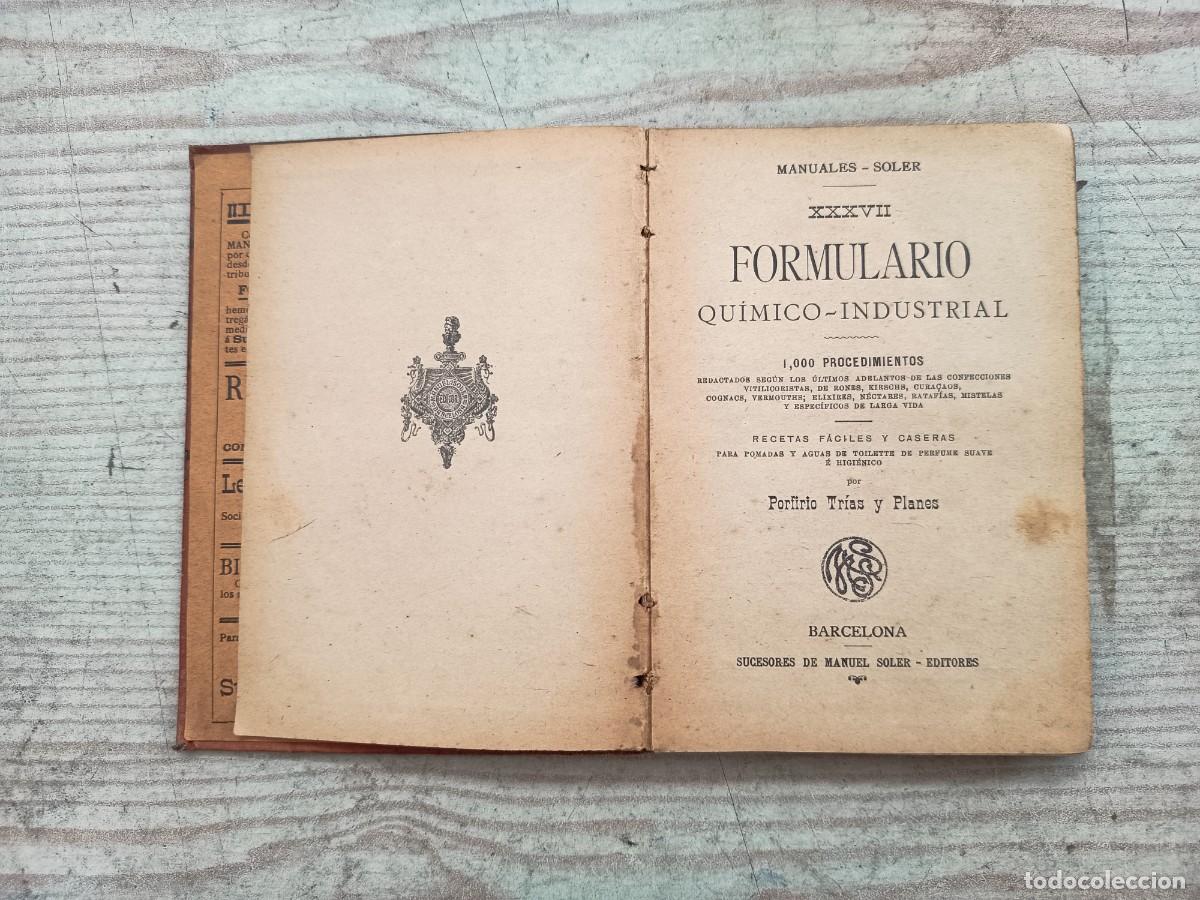 Libros de segunda mano de ciencias: Formulario Quimico-Industrial - Manuales Soler 37 - P. Trias - Foto 3