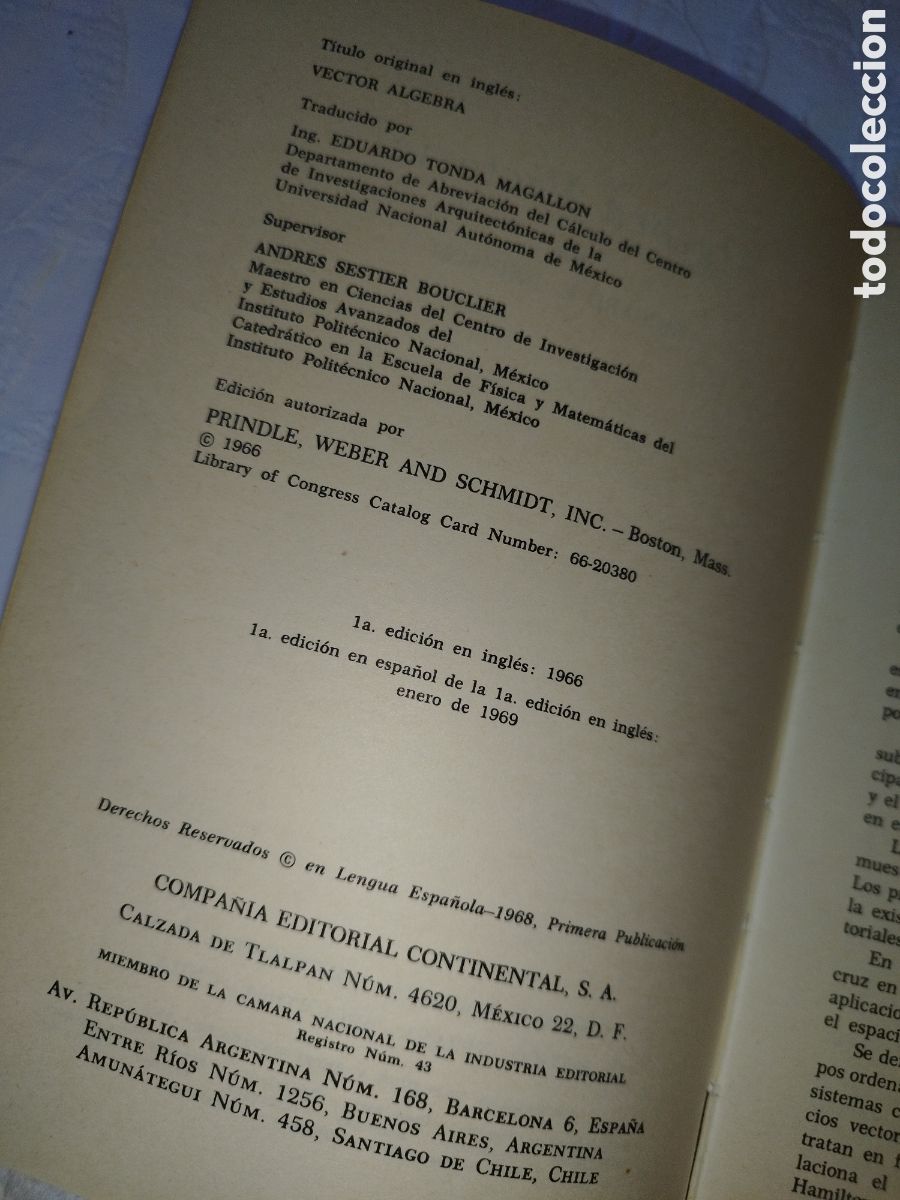 Libros de segunda mano de ciencias: RICHARD E. JOHNSON: ALGEBRA VECTORIAL. C. E. C. S. A. 1969 PRIMERA EDICION. MEXICO - Foto 3