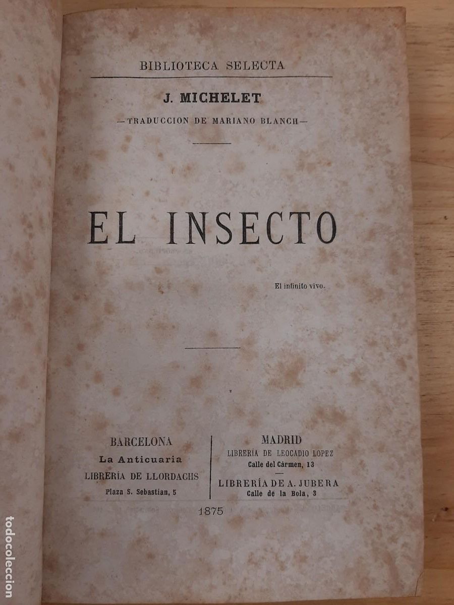 Libros de segunda mano: El insecto - Michelet, Jules - Biblioteca Selecta, 1875 - Foto 5