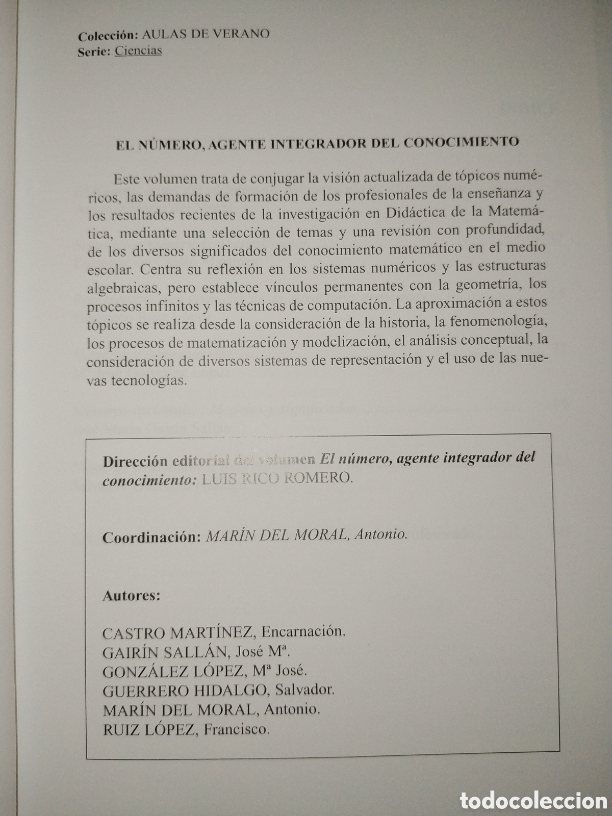 Libros de segunda mano de ciencias: El n&uacute;mero, agente integrador del conocimiento. - Foto 3