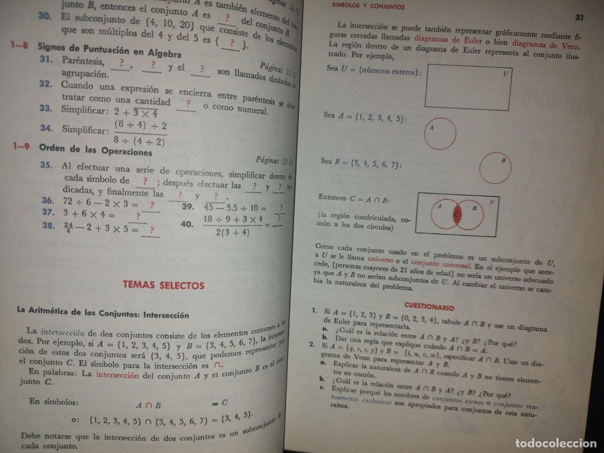 Libros de segunda mano de ciencias: 157- &Aacute;LGEBRA MODERNA. ESTRUCTURA Y M&Eacute;TODO. LIBRO 1. DOLCIANI, BERMAN, FREILICH - 1965 - Foto 11