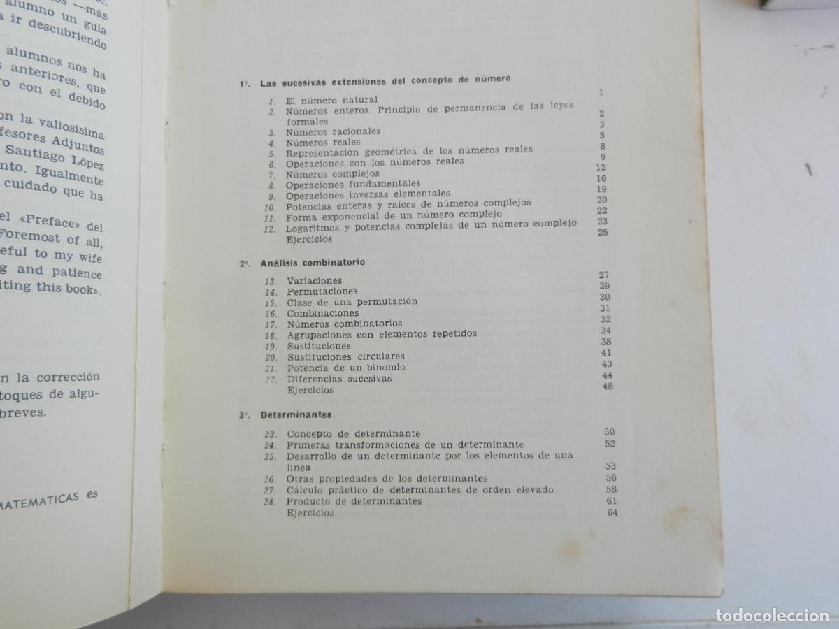 Libros de segunda mano de ciencias: ELEMENTOS DE MATEM&Aacute;TICAS - JOS&Eacute; MART&Iacute;NEZ SALAS - VALLADOLID 1975. - Foto 4