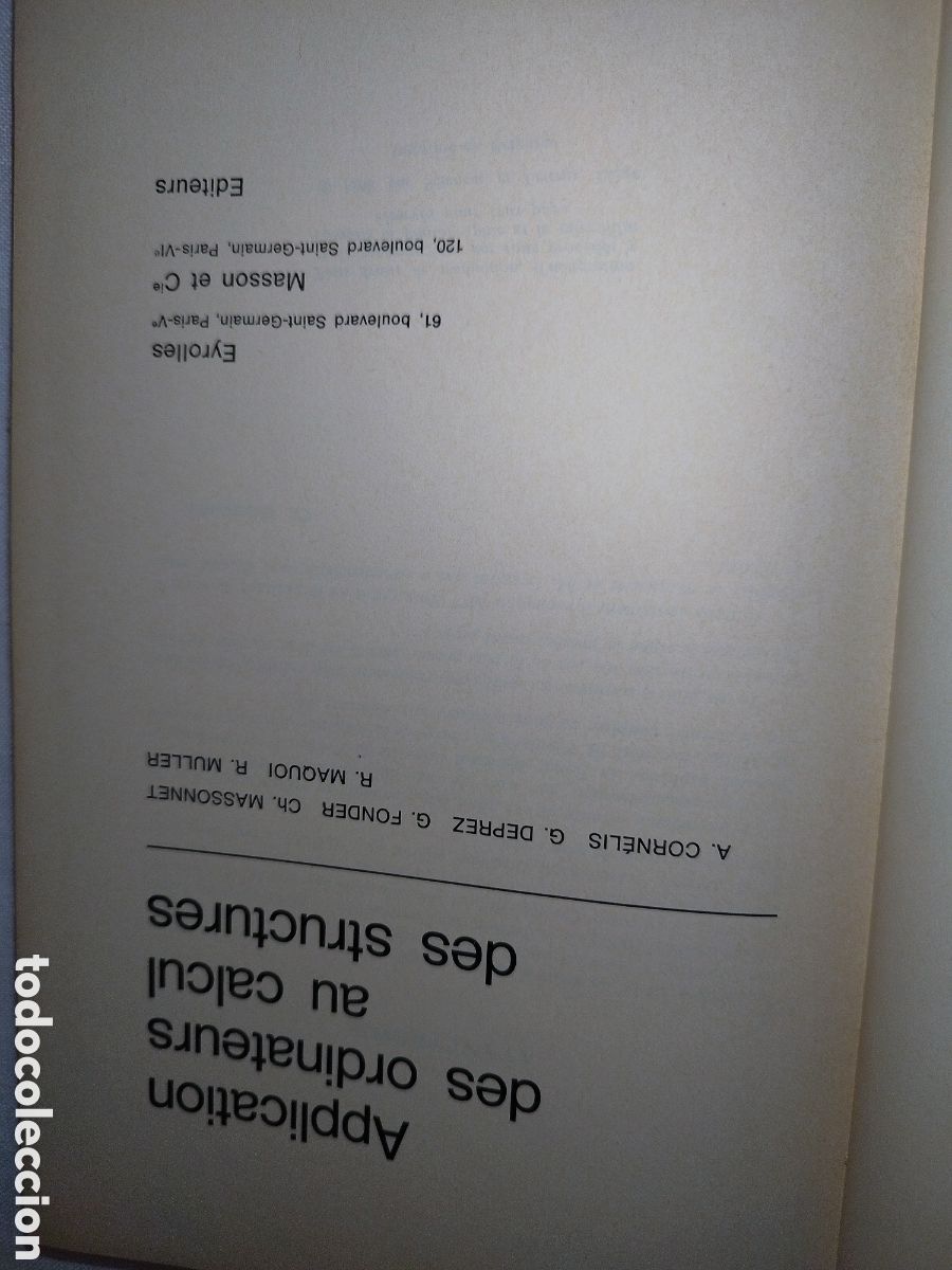 Libros de segunda mano de ciencias: APPLICATION DES ORDINATEURS AU CALCUL DES STRUCTURES. VV.AA. 1968 (en franc&eacute;s). - Foto 3