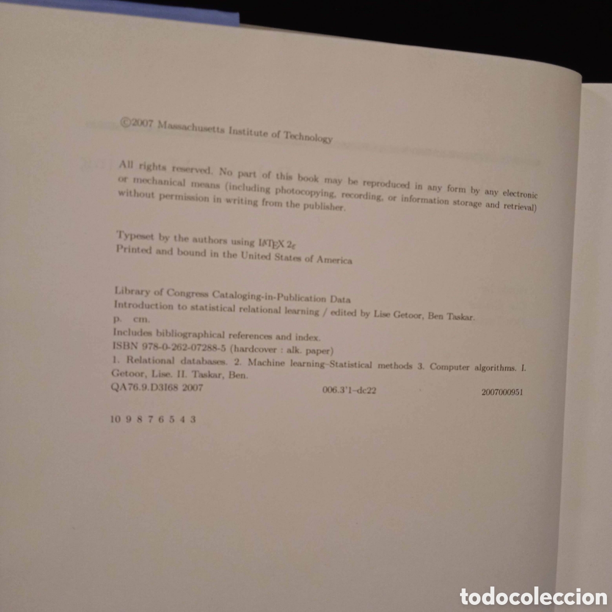 Libros de segunda mano de ciencias: INTRODUCTION TO STATISTICAL RELATIONAL LEARNING - LOSE GETOOR BEN TASKAR (EDS) - MIT 2007 - Foto 4