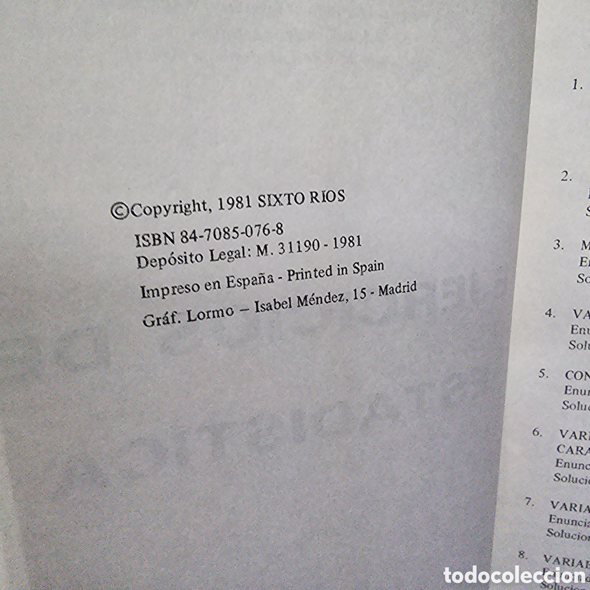 Libros de segunda mano de ciencias: EJERCICIOS DE ESTADISTICA. SIXTO RIOS. MATEMATICA ACTUAL. ICE EDICIONES - Foto 2
