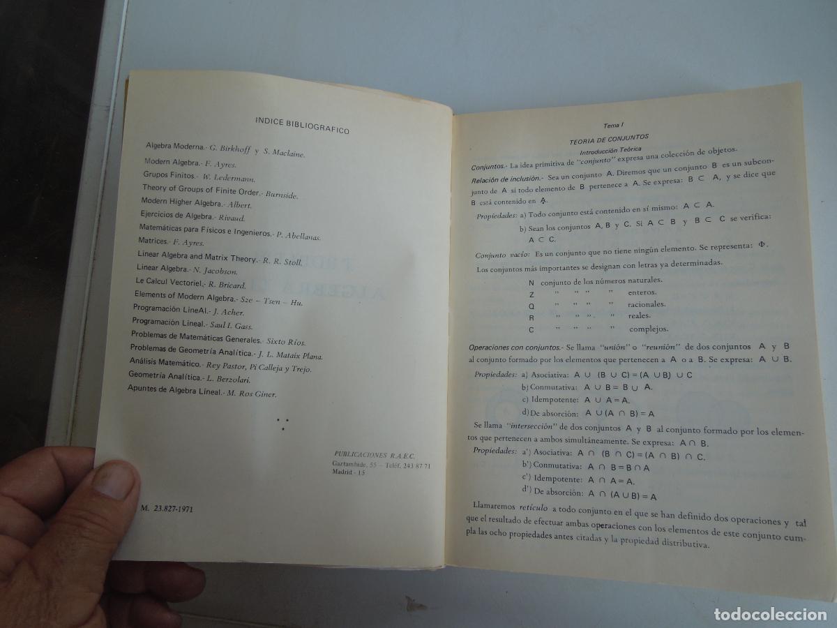 Libros de segunda mano de ciencias: PROBLEMAS DE ALGEBRA LINEAL - R.A.E.C. MADRID 1971. - Foto 5