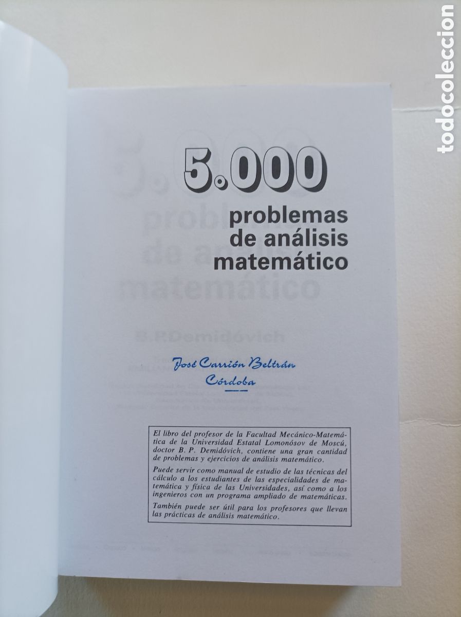 Libros de segunda mano de ciencias: 5000 problema de an&aacute;lisis matem&aacute;tico / B. P. Demidovich - Foto 2