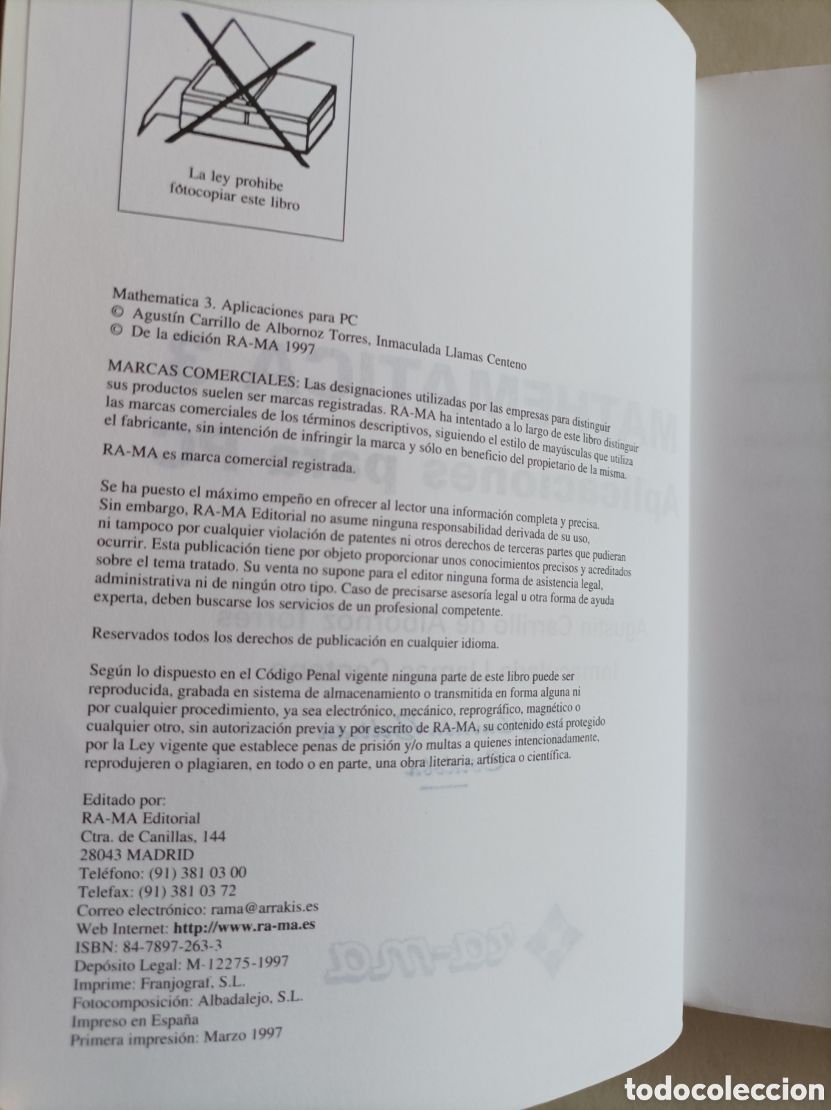Libros de segunda mano de ciencias: Mathematica 3. Aplicaciones para PC / Agust&iacute;n Carrillo Albornoz Torres e inmaculada Llanas Centeno - Foto 4