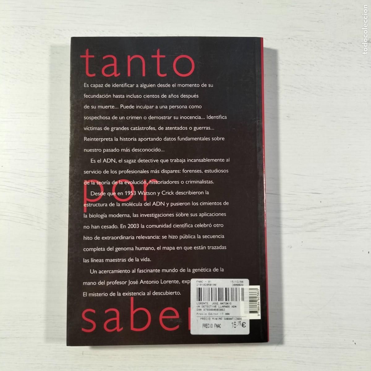 Libros de segunda mano: Un detective llamado ADN - Jos&eacute; Antonio Lorente - Foto 3