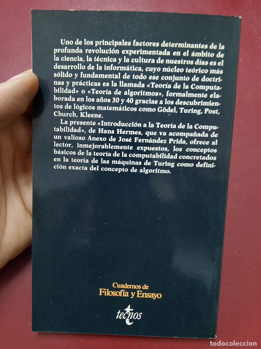 Libros de segunda mano de ciencias: Hans Hermes: Introducci&oacute;n a la teor&iacute;a de la computabilidad. Algoritmos y m&aacute;quinas - Foto 2