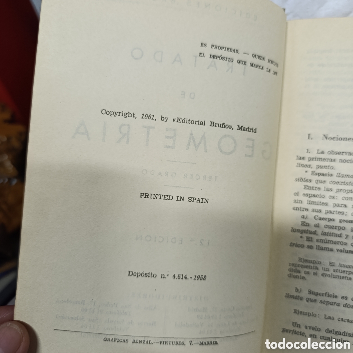 Libros de segunda mano de ciencias: GEOMETRIA, TERCER GRADO, EDITORIAL BRU&Ntilde;O,A&Ntilde;O 1958 - Foto 4