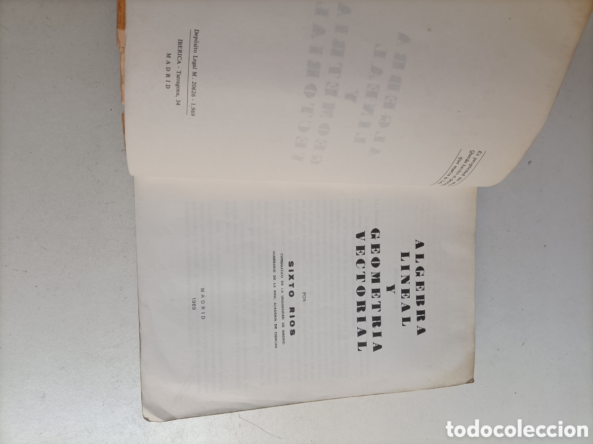 Libros de segunda mano de ciencias: &Aacute;lgebra lineal y geometr&iacute;a vectorial Sixto r&iacute;os - Foto 8