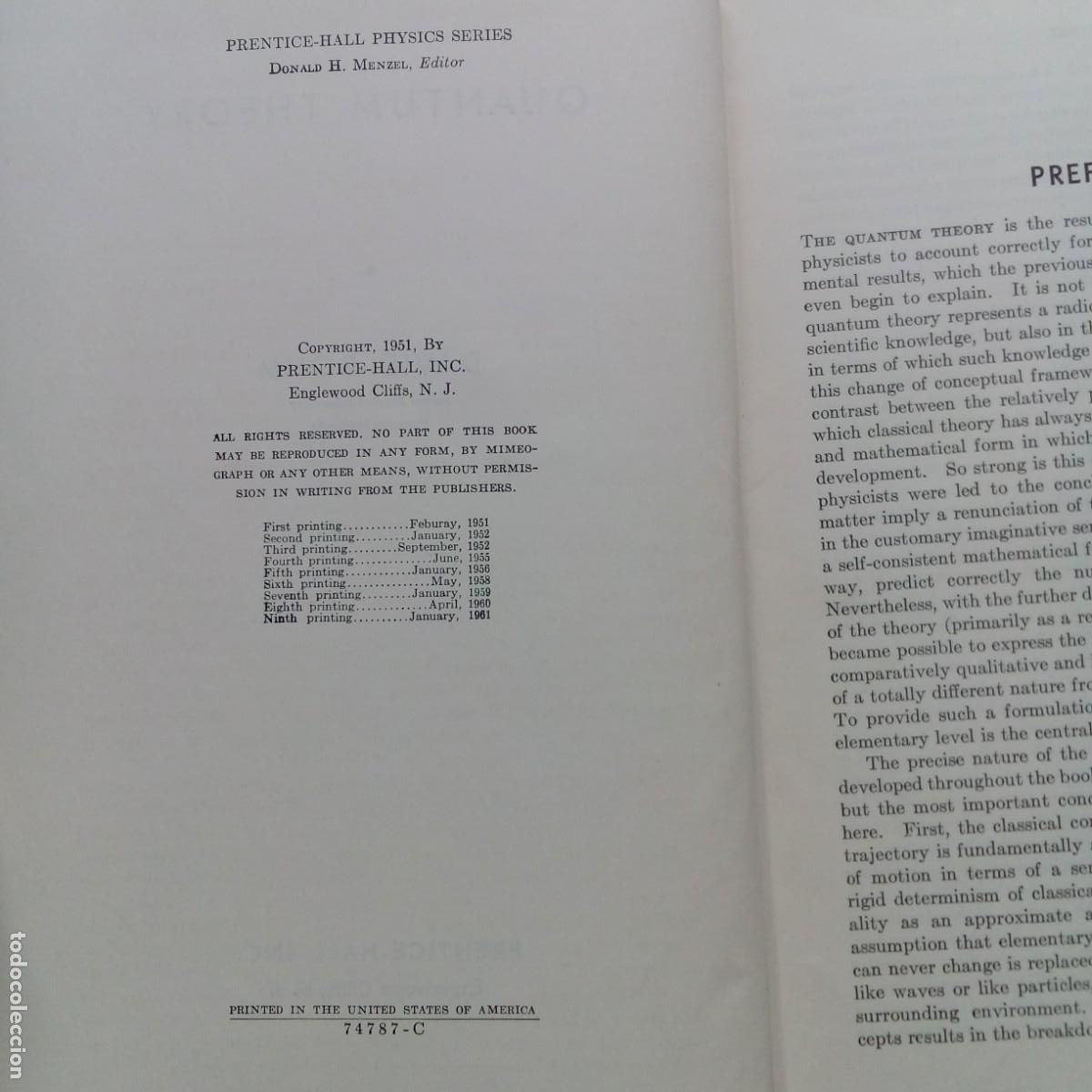 Libros de segunda mano de ciencias: Quantum Theory. David Bohm. In english - Foto 7