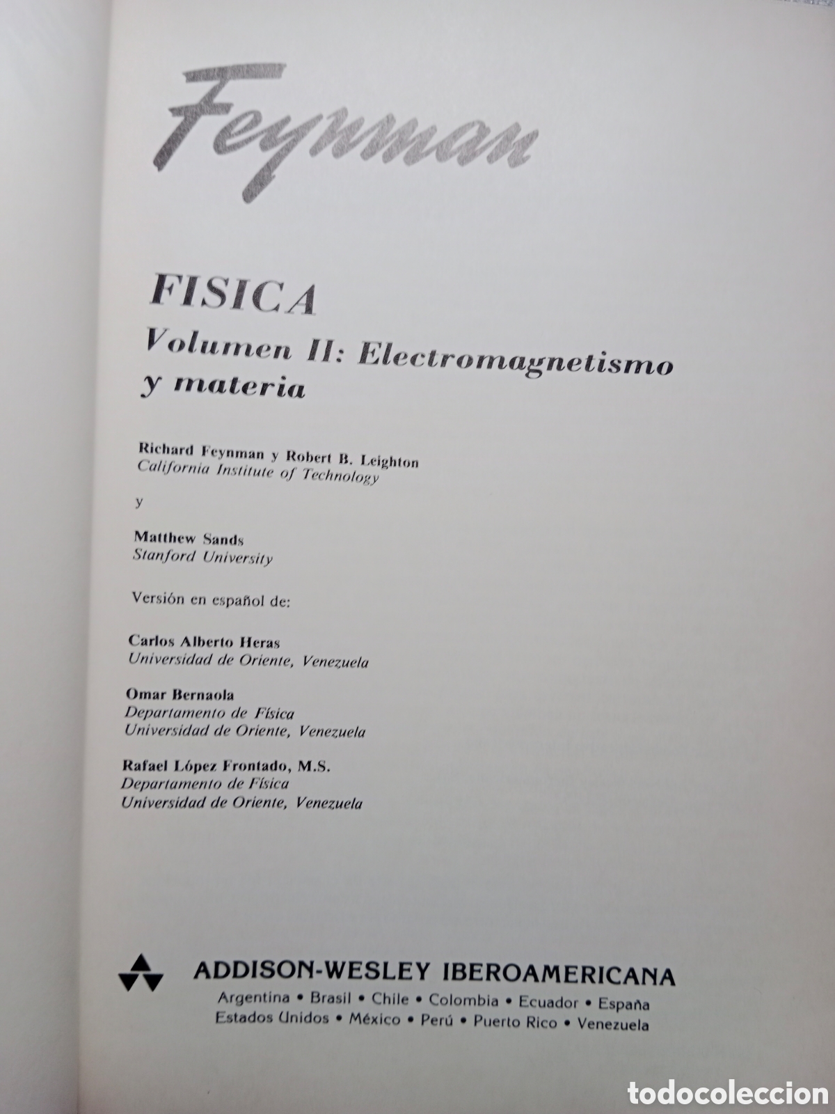 Libros de segunda mano de ciencias: F&Iacute;SICA FEYNMAN, I+II+II, 3 TOMOS ( OBRA COMPLETA) - Foto 6