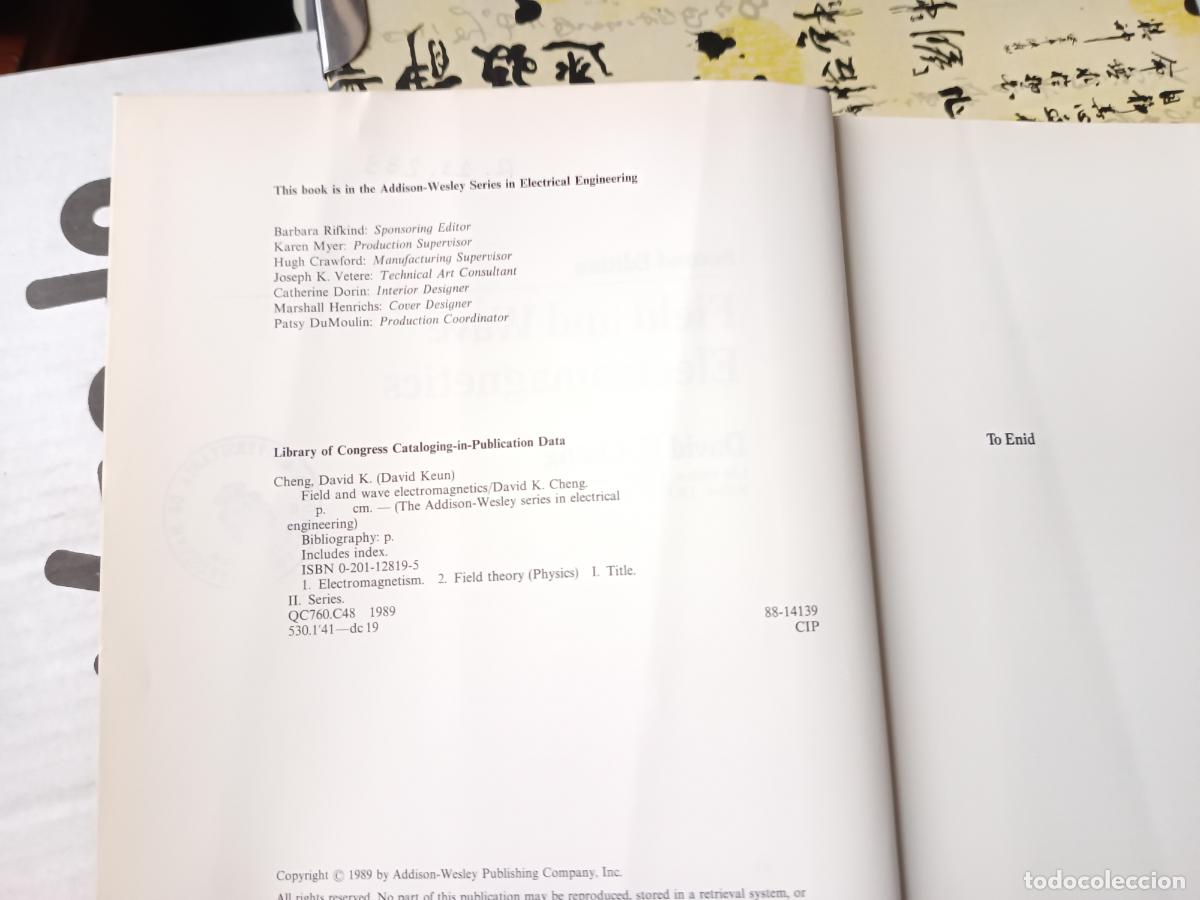 Libros de segunda mano de ciencias: FIELD AND WAVE ELECTROMAGNETICS, DAVID K. CHENG, 1989 SECOND EDITION,. EN INGLES - Foto 3