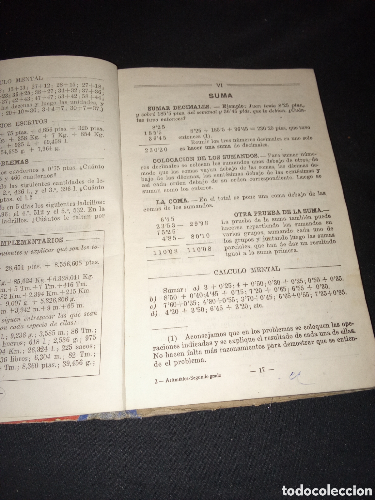 Libros de segunda mano de ciencias: LIBRO DE TEXTO ESCOLAR SALVATELLA ARITM&Eacute;TICA SEGUNDO GRADO 1948 - Foto 2