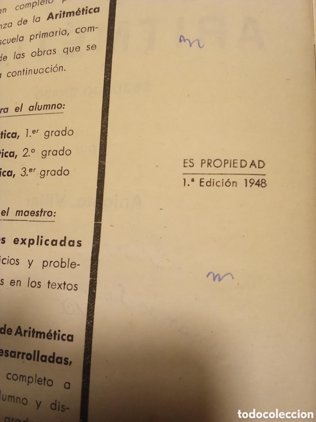 Libros de segunda mano de ciencias: LIBRO DE TEXTO ESCOLAR SALVATELLA ARITM&Eacute;TICA SEGUNDO GRADO 1948 - Foto 5
