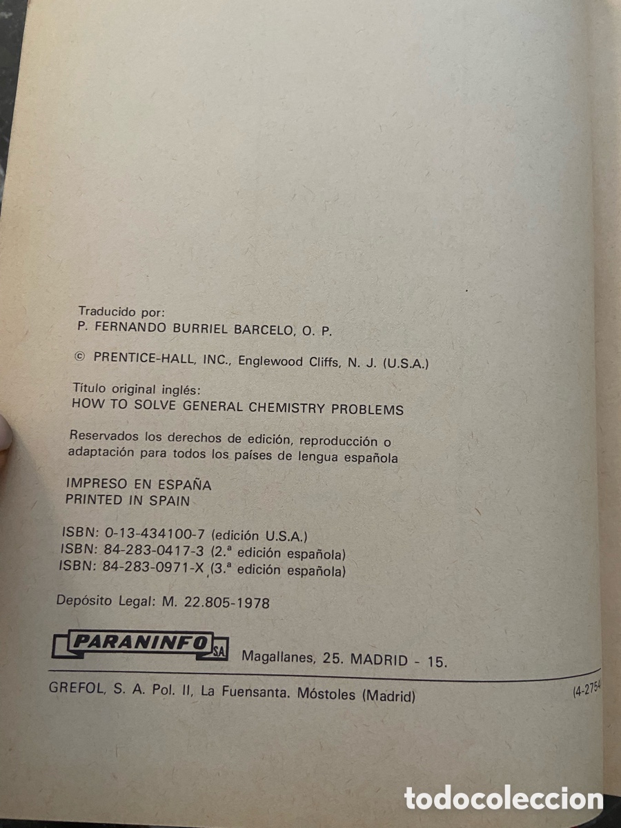 Libros de segunda mano de ciencias: C&oacute;mo resolver problemas de qu&iacute;mica general de C.H. Sorum, tercera edici&oacute;n corregida y aumentada. - Foto 3