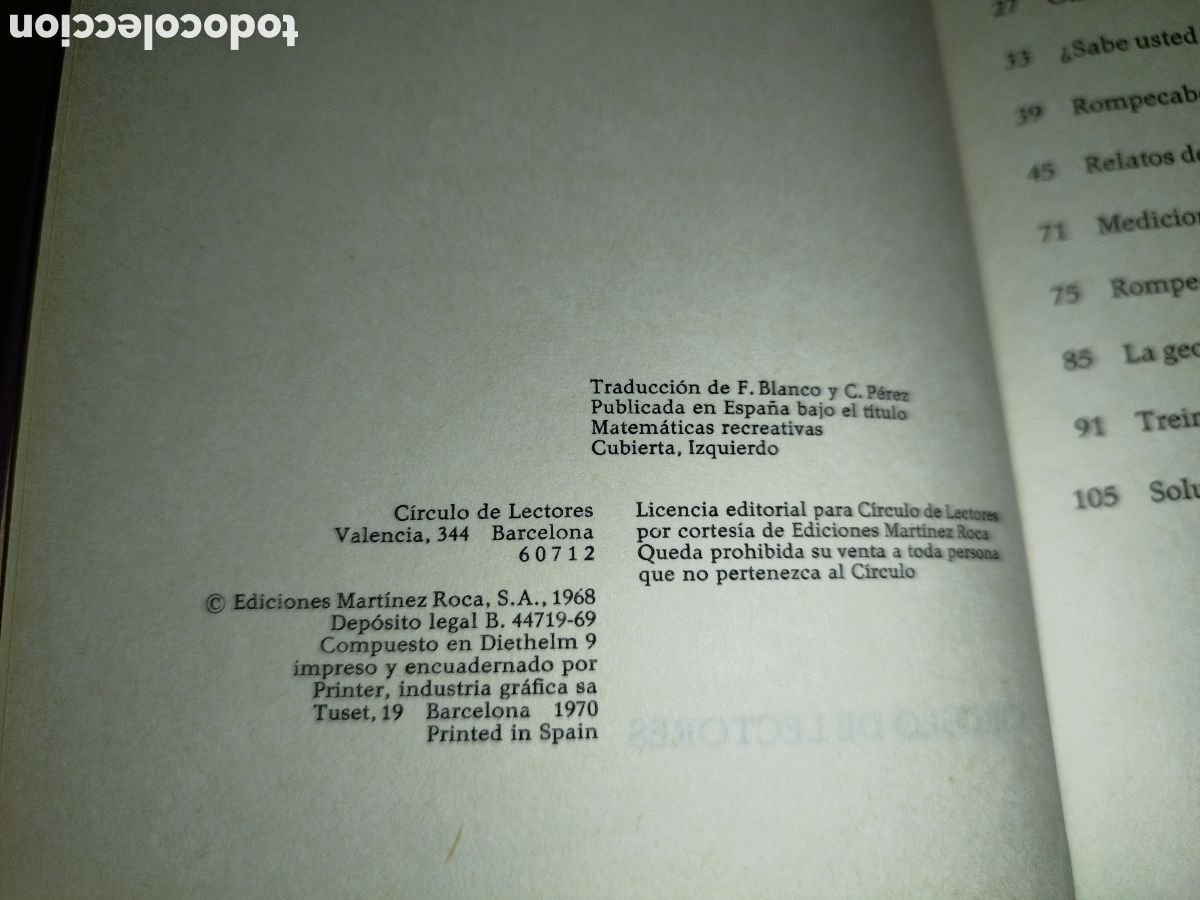 Libros de segunda mano de ciencias: Y. PERELMANN: EL DIVERTIDO JUEGO DE LAS MATEMATICAS. ED. CIRCULO, 1970. - Foto 3