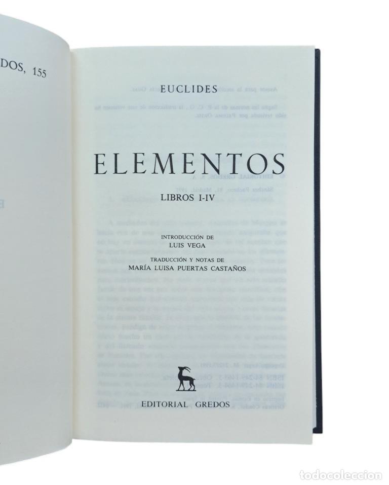 Libros de segunda mano de ciencias: Euclides.- ELEMENTOS (Gredos, 1991) - Foto 3