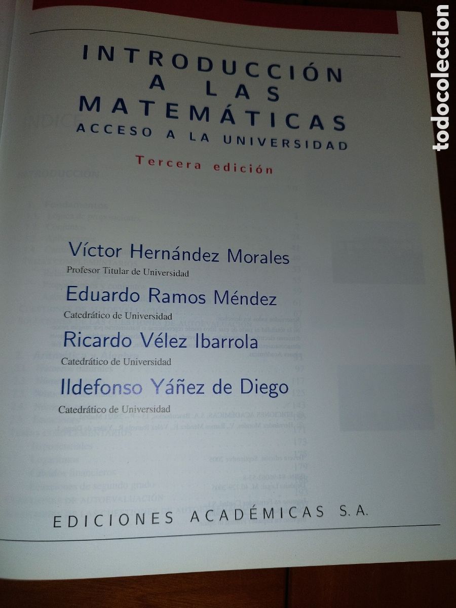 Libros de segunda mano de ciencias: INTRODUCCION A LAS MATEMATICAS. ACCESO A LA UNIVERSIDAD. ED, ACADEMICAS, 2005. - Foto 4
