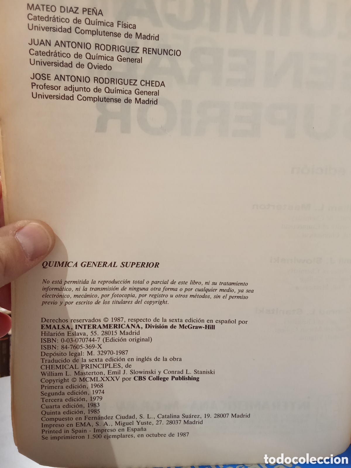 Libros de segunda mano de ciencias: Quimica general superior - Masterton / Slowinski / Stanitski - McGraw Hill - Foto 4
