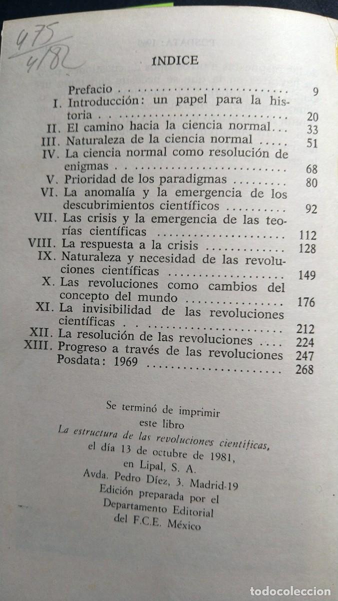 Libros de segunda mano de ciencias: LA ESTRUCTURA DE LAS REVOLUCIONES CIENTIFICAS - THOMAS S. KUHN - Foto 6