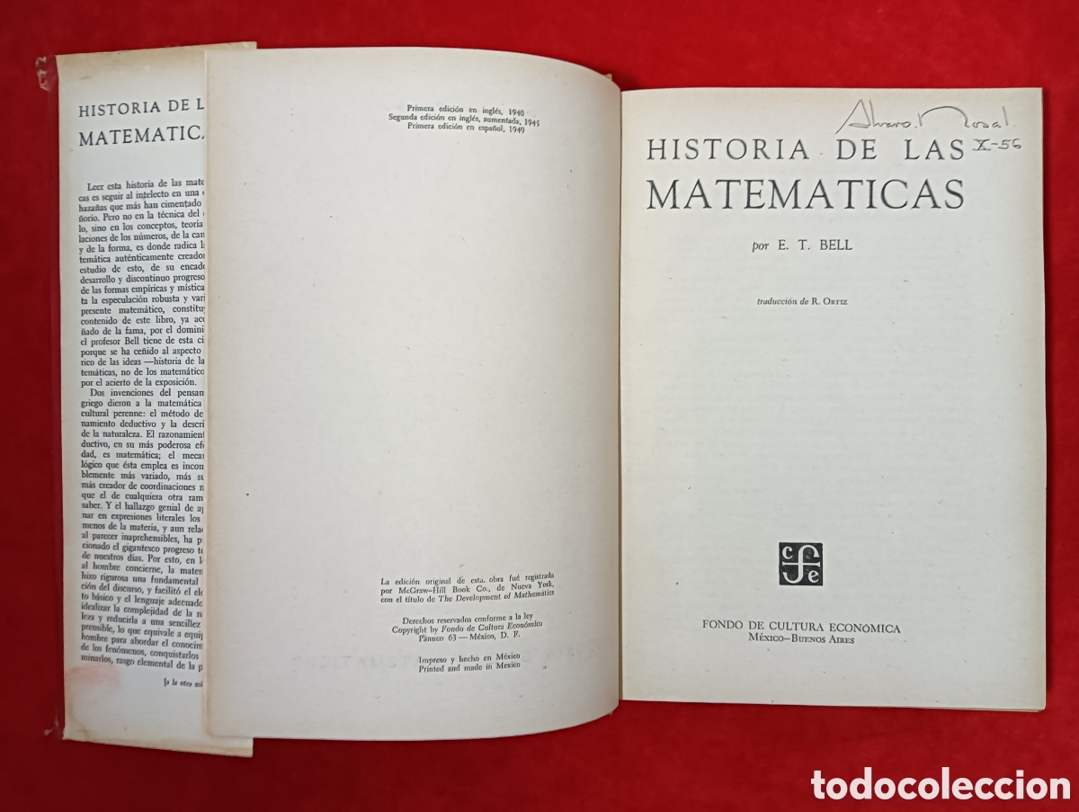 Libros de segunda mano de ciencias: HISTORIA DE LAS MATEM&Aacute;TICAS , E.T. BELL, 1949, PRIMERA EDICI&Oacute;N, ED LIMITADA - Foto 4