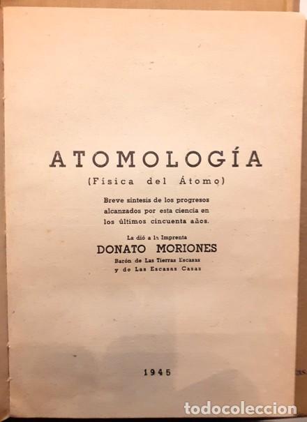 Libros de segunda mano de ciencias: Atomologia - Donato Moriones - 1945 - Foto 1