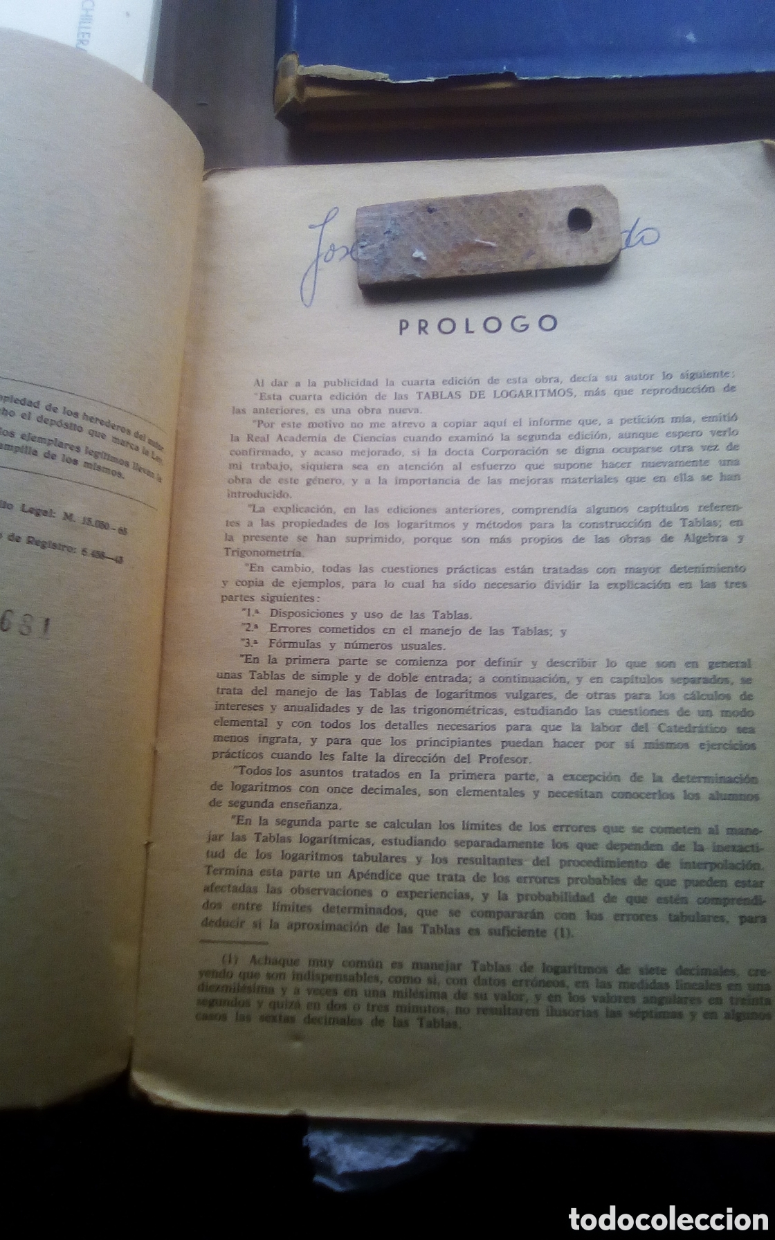 Libros de segunda mano de ciencias: Tablas de logaritmos. Trigonom&eacute;tricas y de c&aacute;lculo de intereses. Por Eusebio S&aacute;nchez Ramos. 1965. - Foto 5