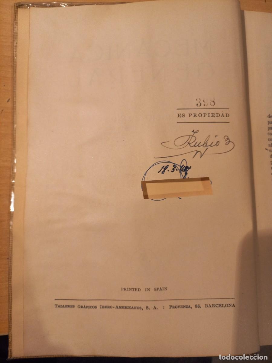 Libros de segunda mano de ciencias: ISIDORO RUBIO SANJU&Aacute;N. Mec&aacute;nica general. 1945 - Foto 6