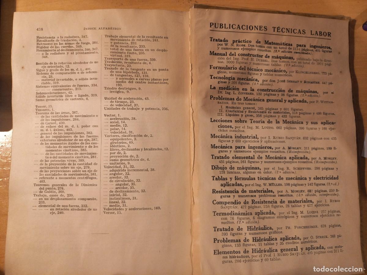 Libros de segunda mano de ciencias: ISIDORO RUBIO SANJU&Aacute;N. Mec&aacute;nica general. 1945 - Foto 8