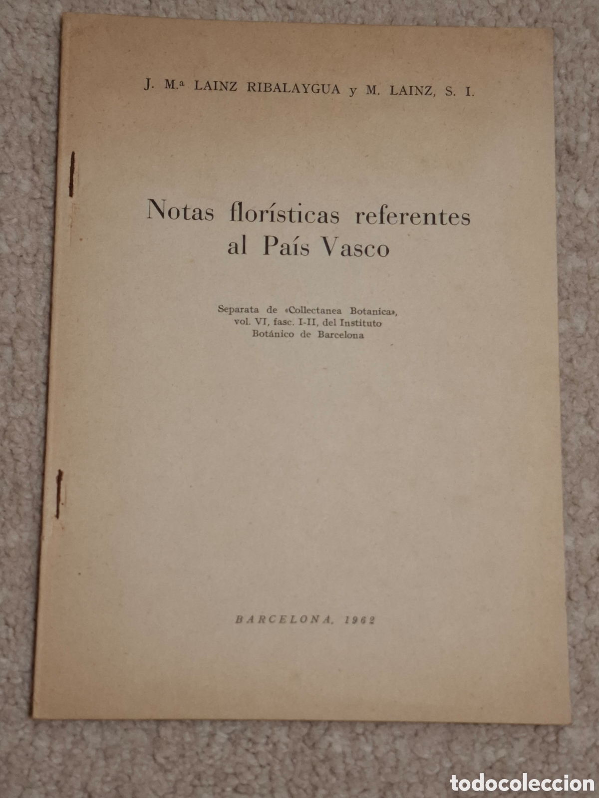 Libros de segunda mano: Notas flor&iacute;sticas referentes al Pa&iacute;s Vasco, Manuel Lainz, 1962 - Foto 1