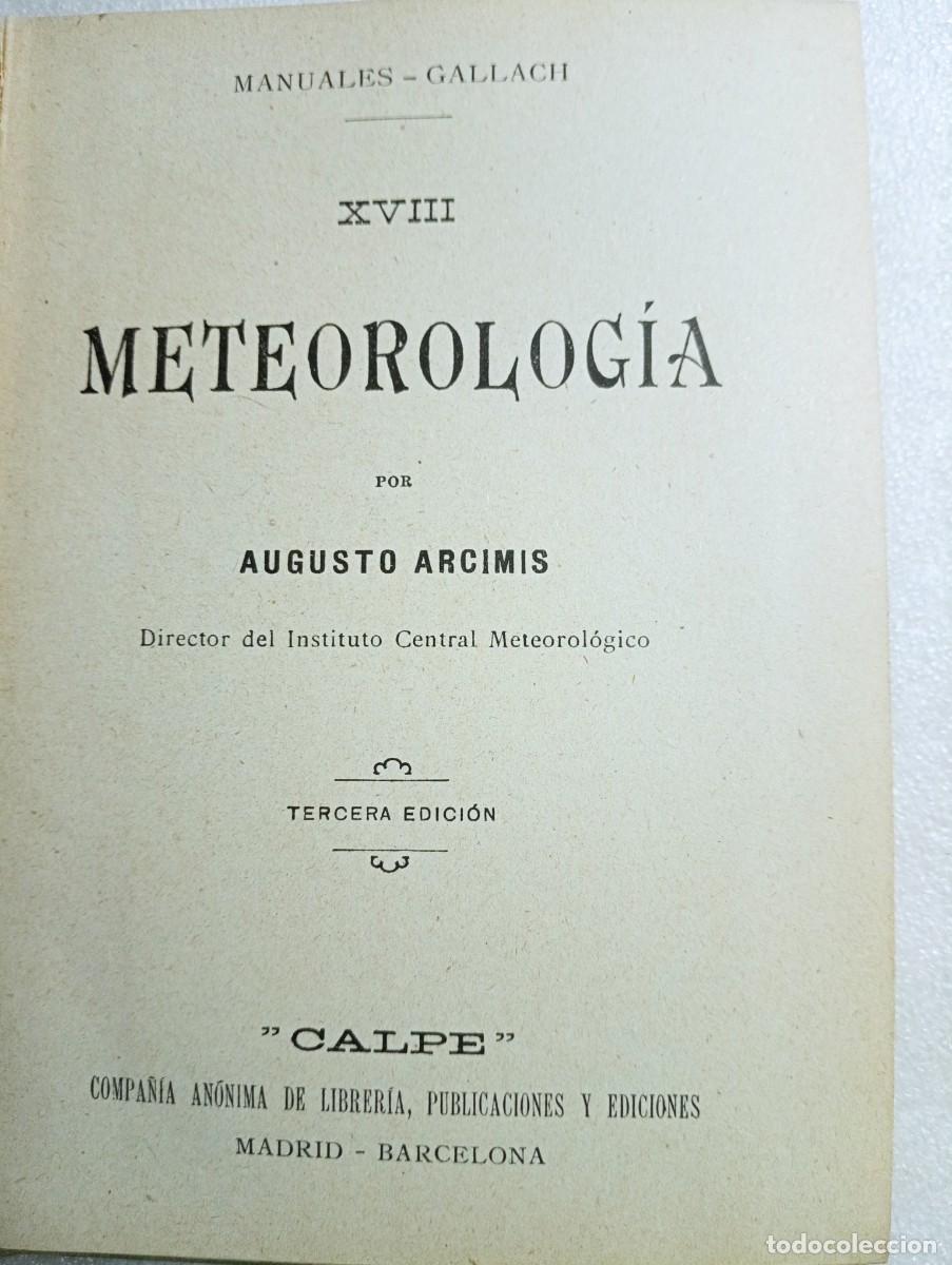 Libros de segunda mano: METEROLOGIA - ARCIMIS, AUGUSTO - Foto 2
