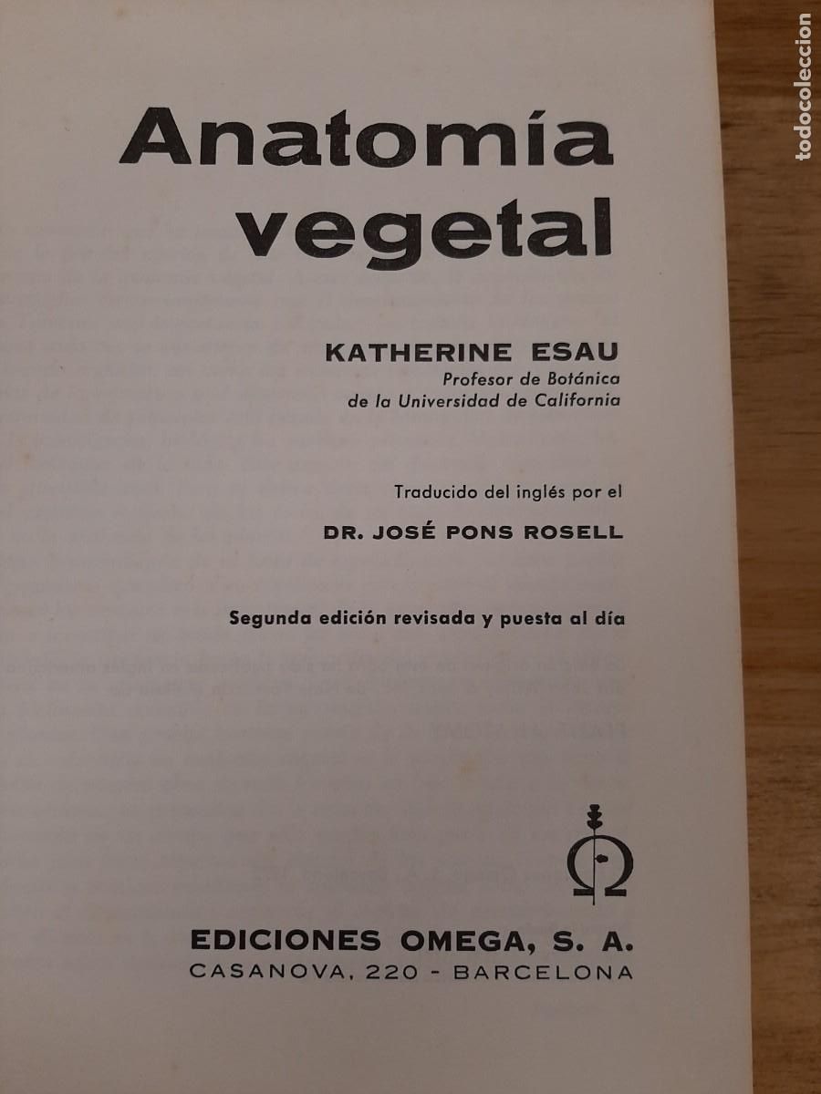 Libros de segunda mano: Anatom&iacute;a vegetal - Katherine Esau - Ediciones Omega en 1972 - Foto 4