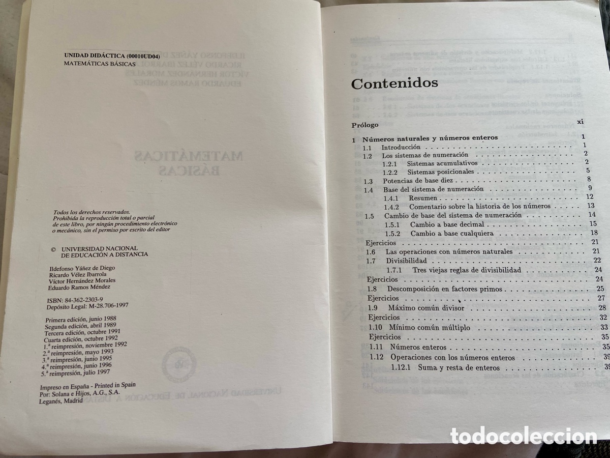 Libros de segunda mano de ciencias: Matem&aacute;ticas b&aacute;sicas Victor Hern&aacute;ndez Eduardo ramos Ricardo V&eacute;lez Ildefonso Y&aacute;&ntilde;ez UNED - Foto 2