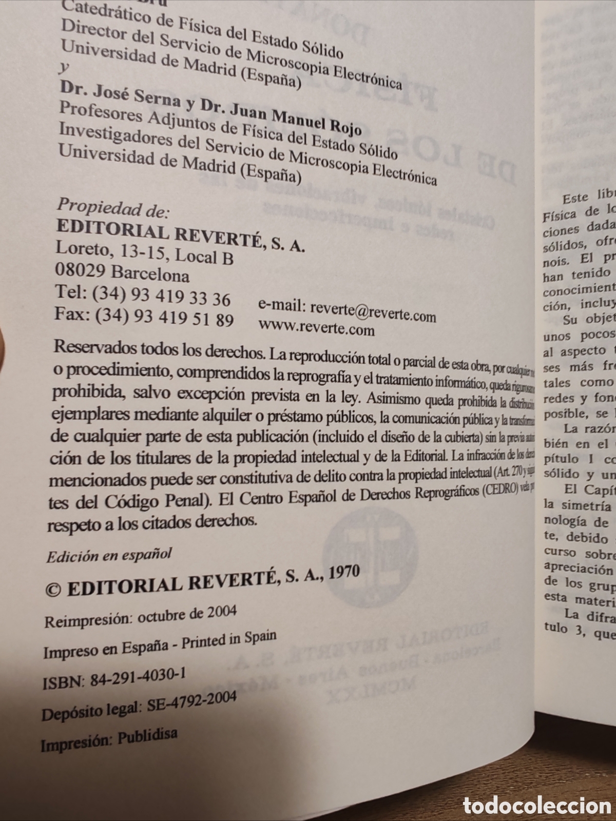 Libros de segunda mano de ciencias: Libro F&iacute;sica de los s&oacute;lidos. Brown. Editorial Revert&eacute;. - Foto 2