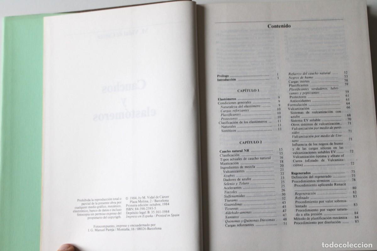 Libros de segunda mano de ciencias: M. Vidal de C&aacute;rcer - Cauchos y elast&oacute;meros - Barcelona 1984 - Foto 4