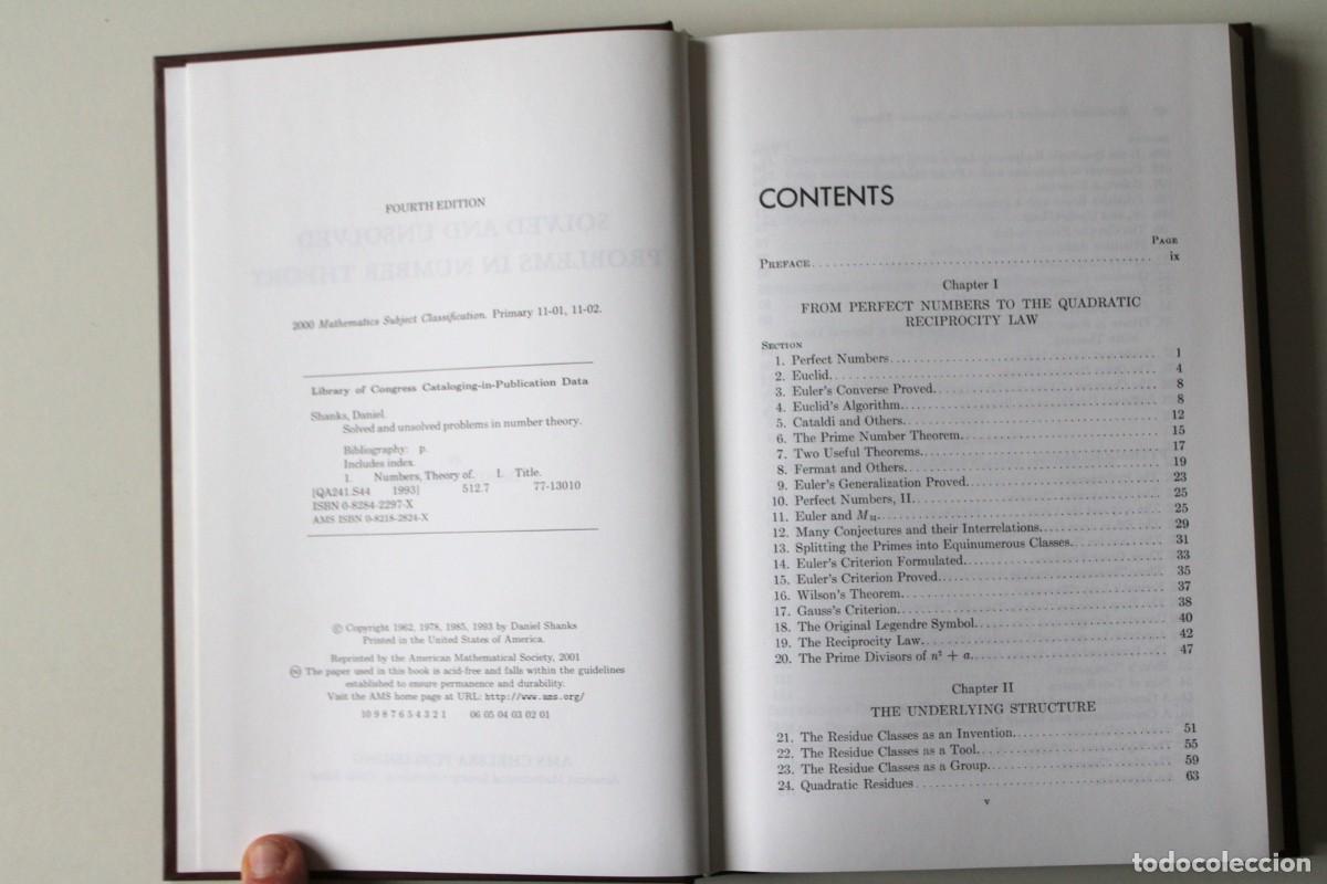 Libros de segunda mano de ciencias: Daniel Shanks - Solved and unsolved problems in number theory - Ams Chelsea Publishing - Foto 5